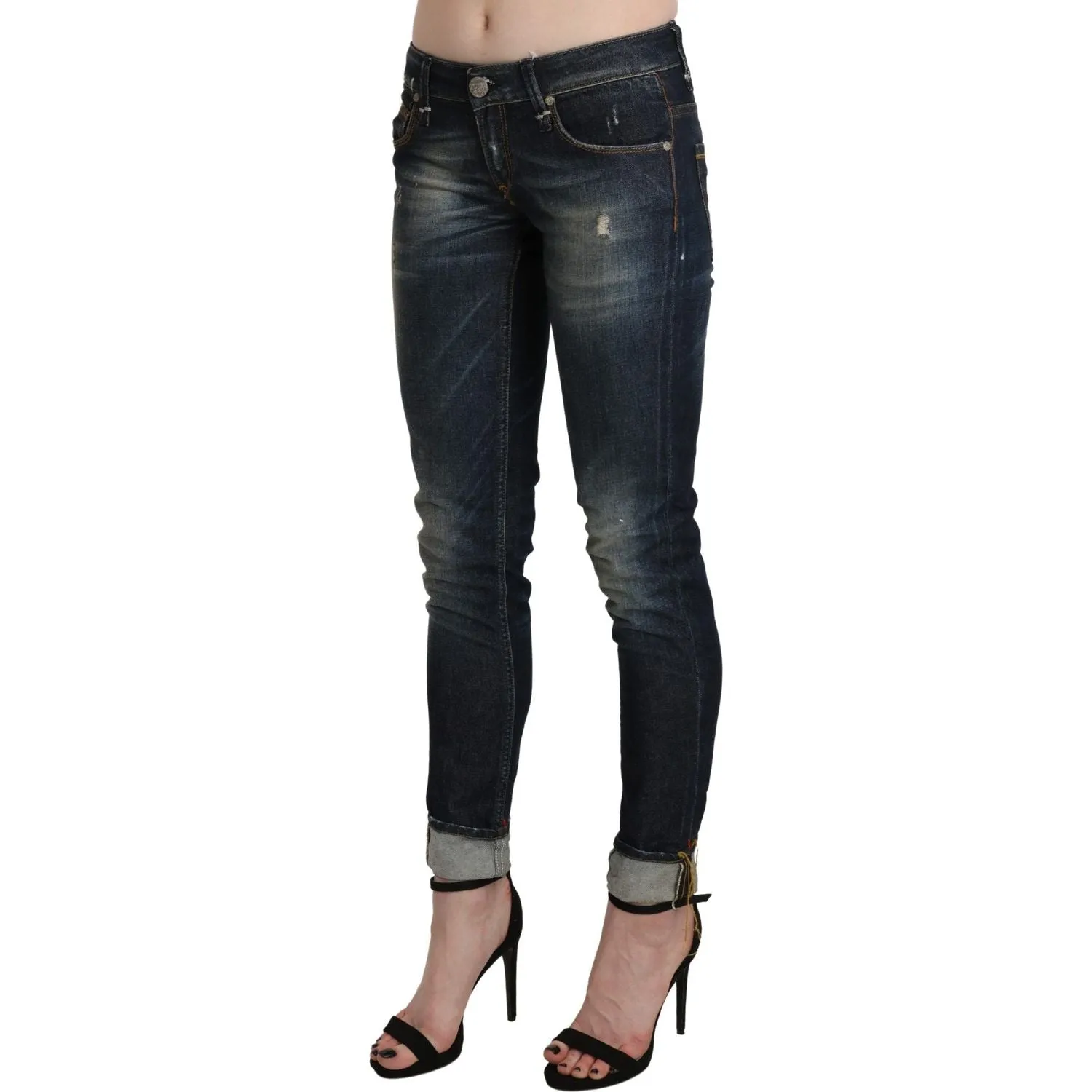 Acht Chic Dark Blue Skinny Cropped Jeans