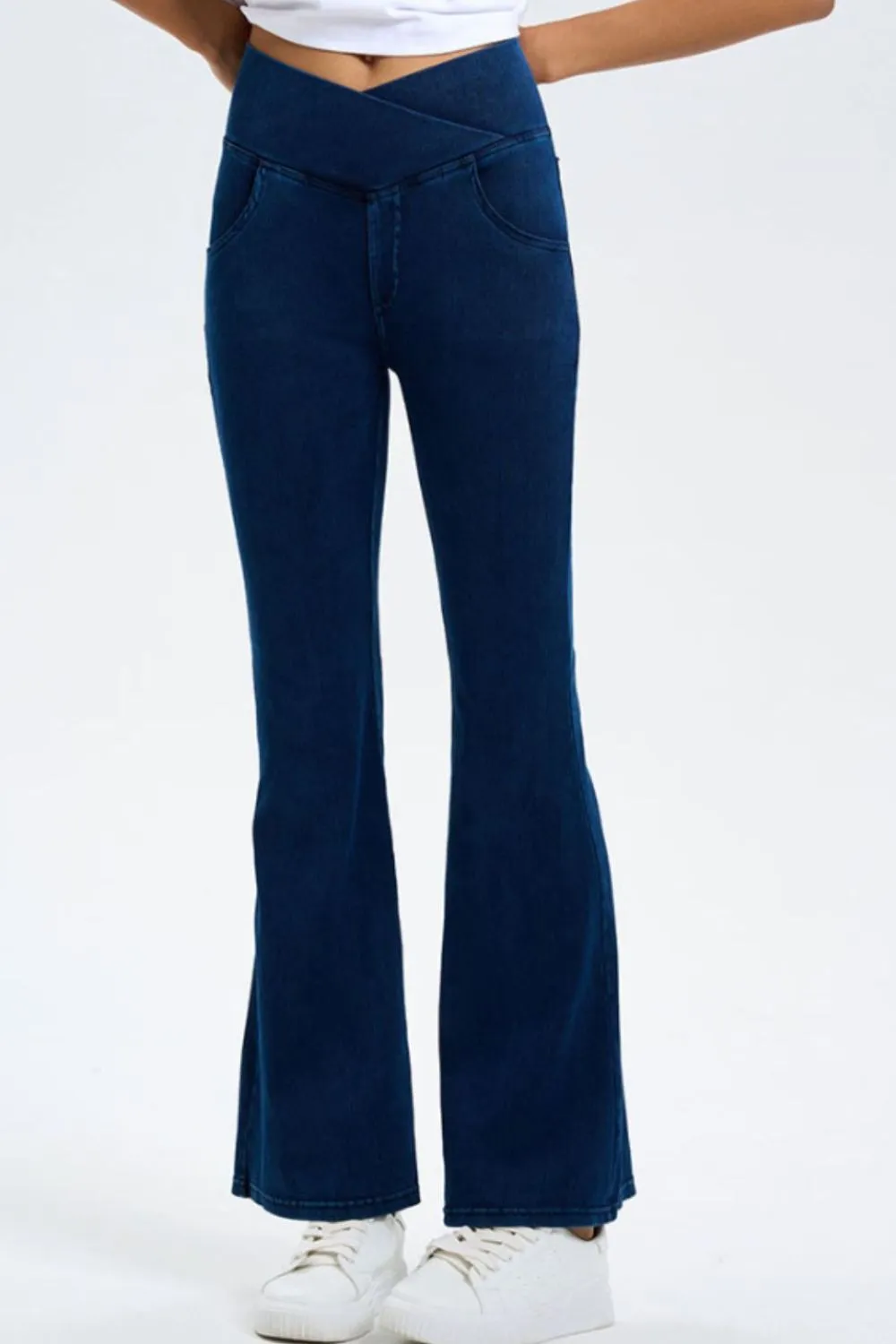 Basic Bae Pocketed Highly Stretchy Bootcut Jeans