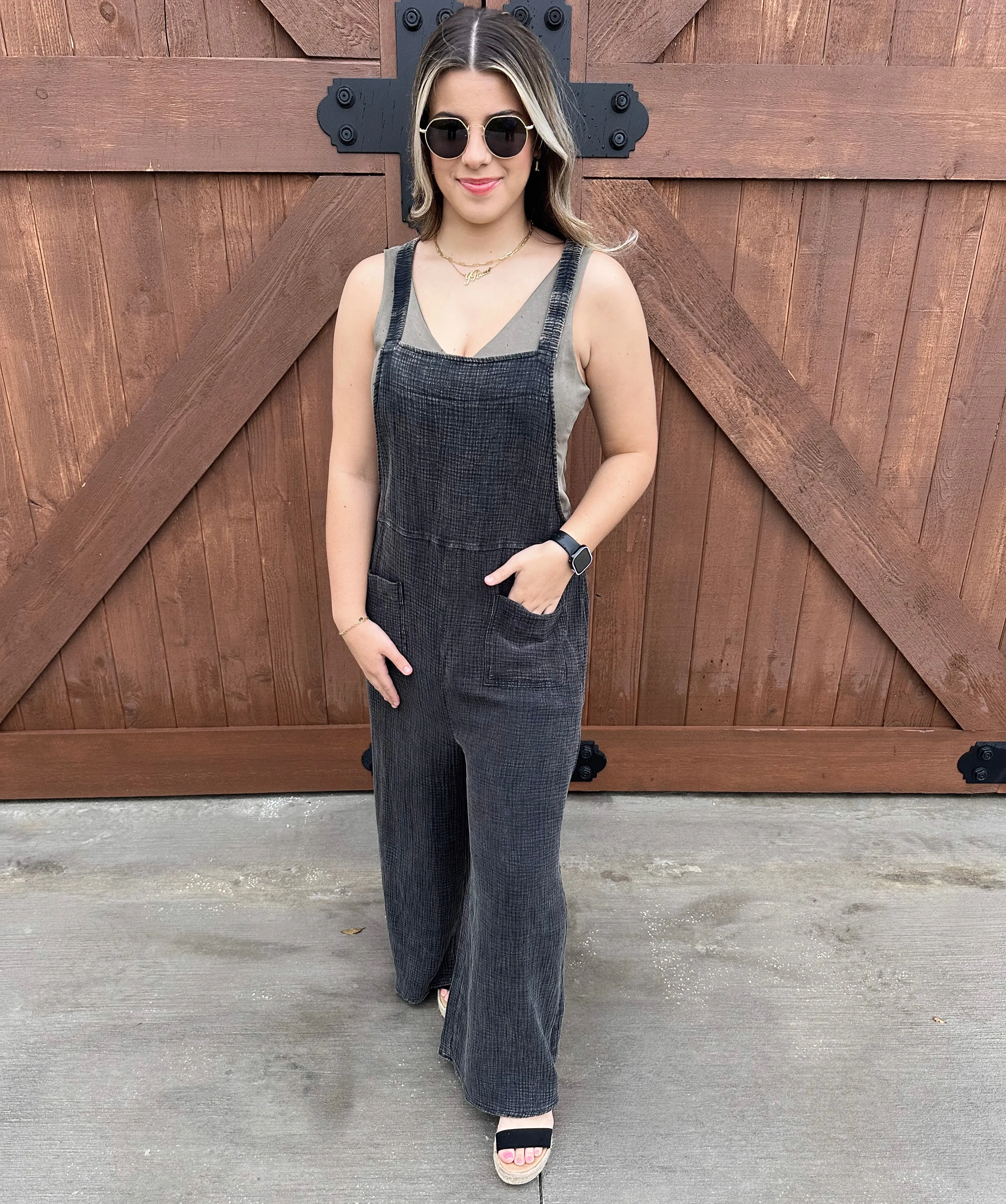 Becky Black Overalls