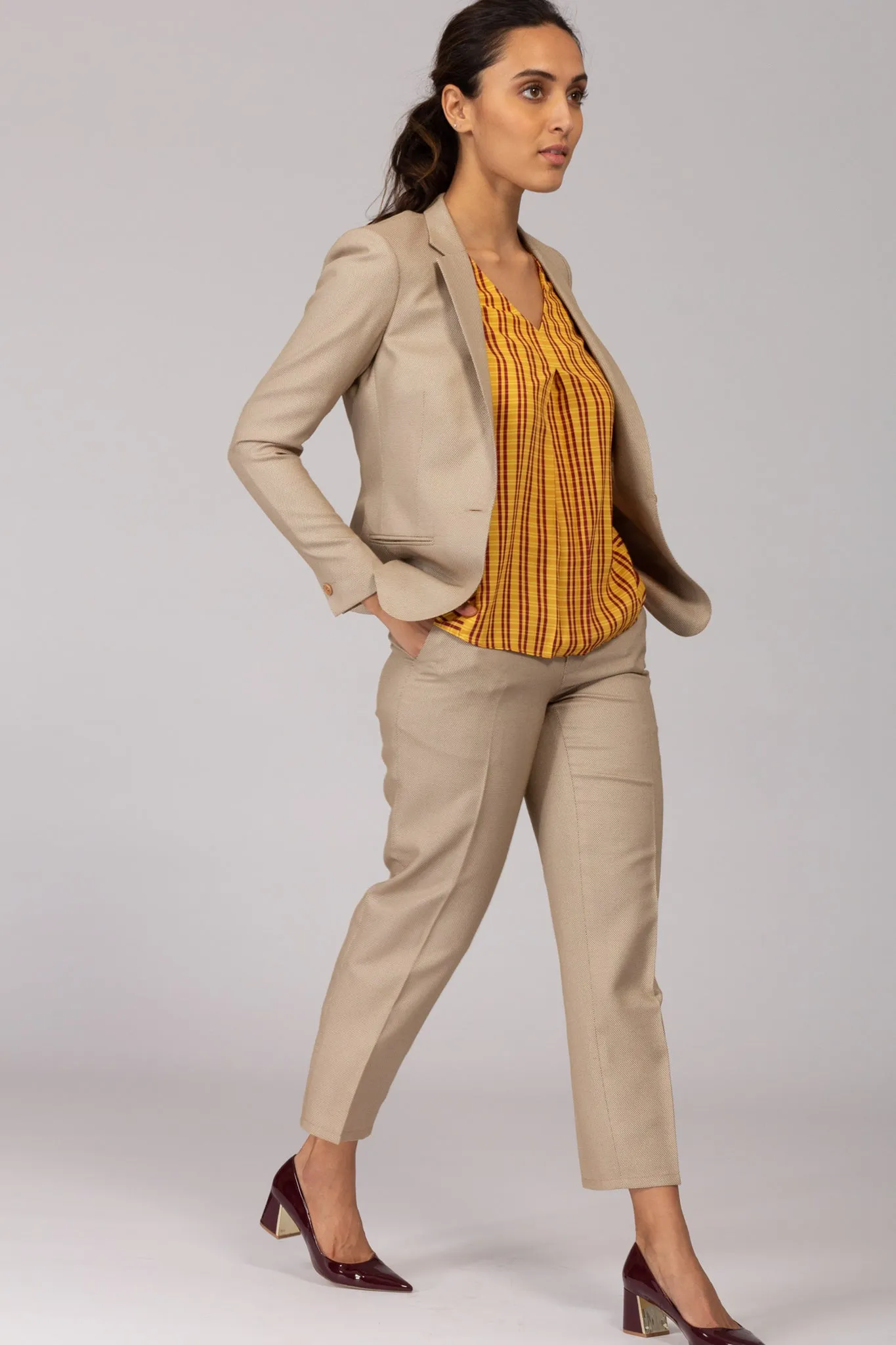 Beige Formal Trousers