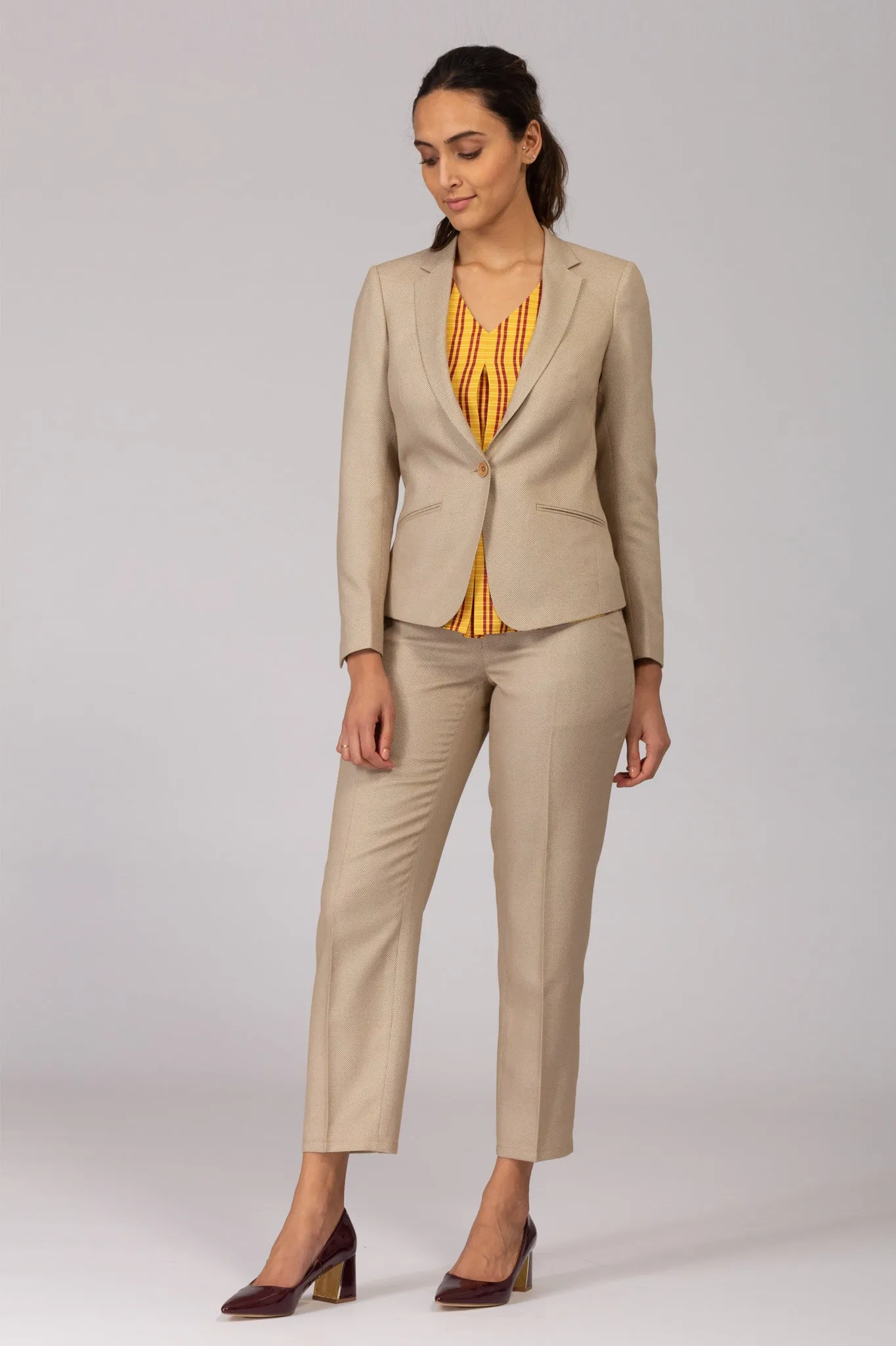 Beige Formal Trousers