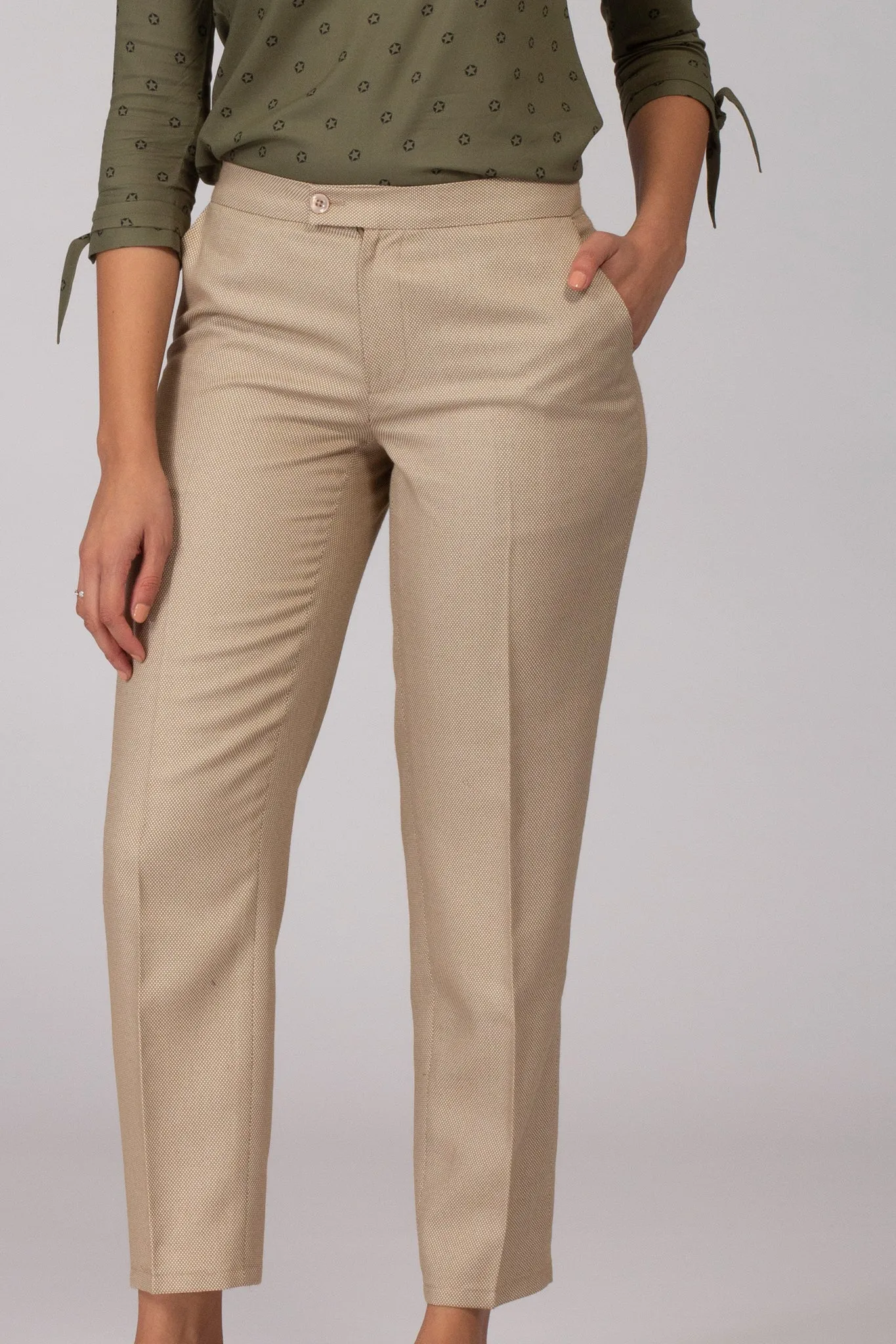 Beige Formal Trousers