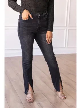 Black Split Hem Skinny Jeans