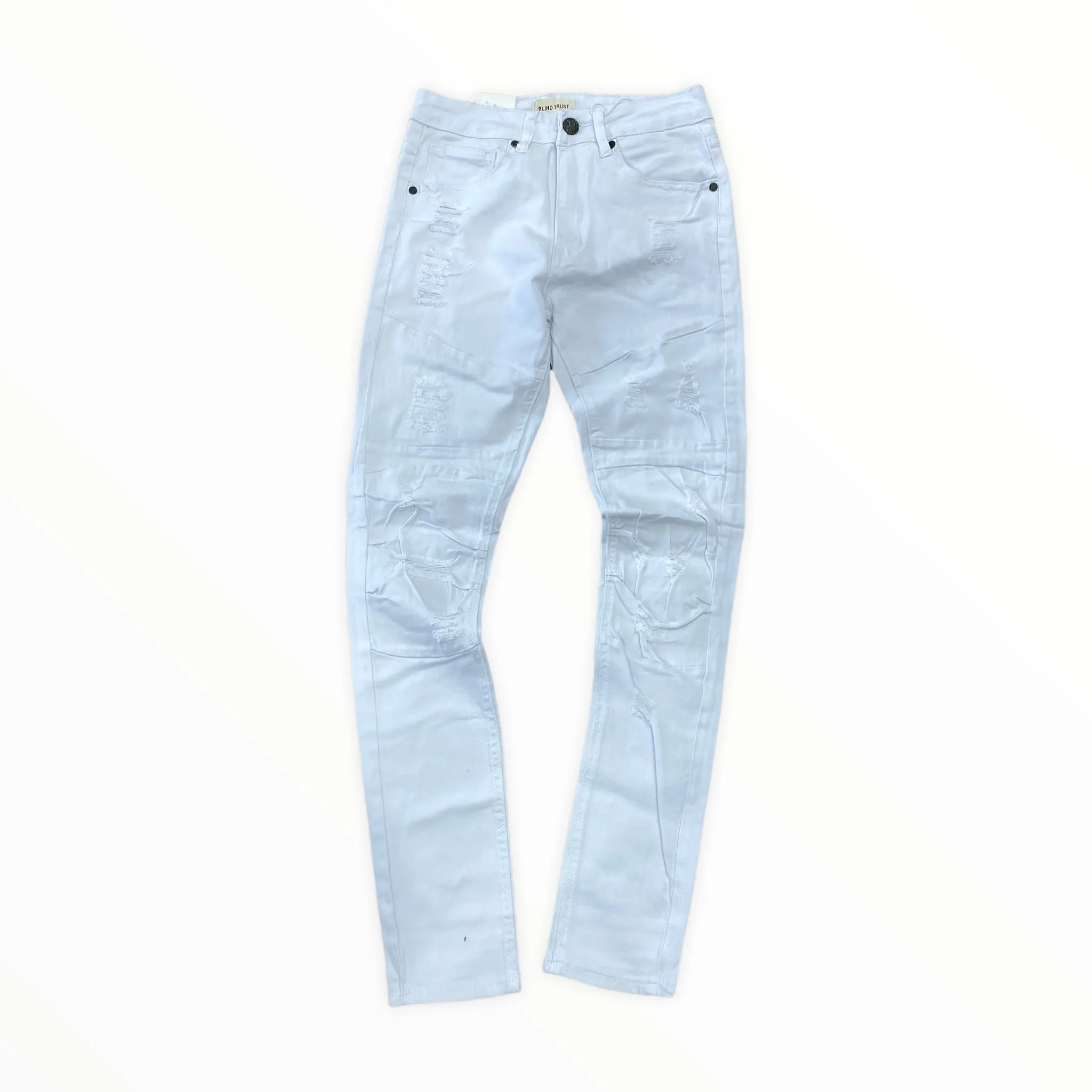 BLIND TRUST: Distressed Twill Biker Pants BTP18633