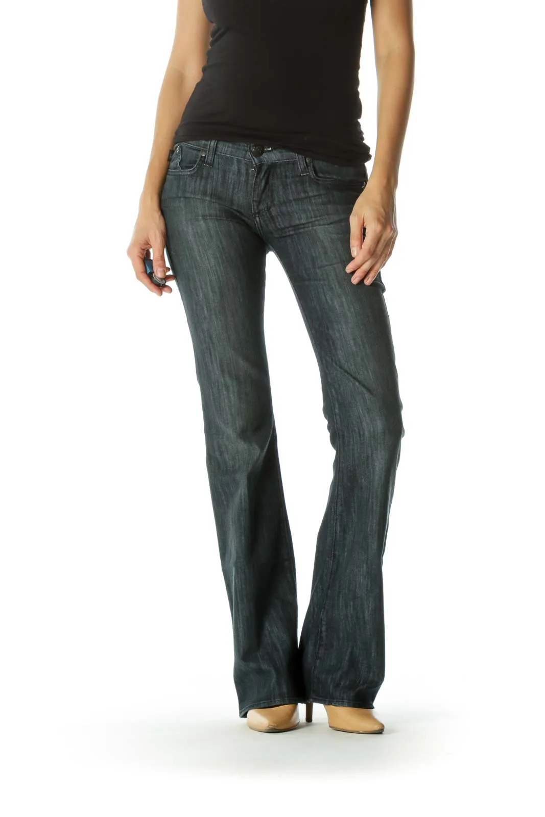 Blue Dark-Wash Flared Jeans