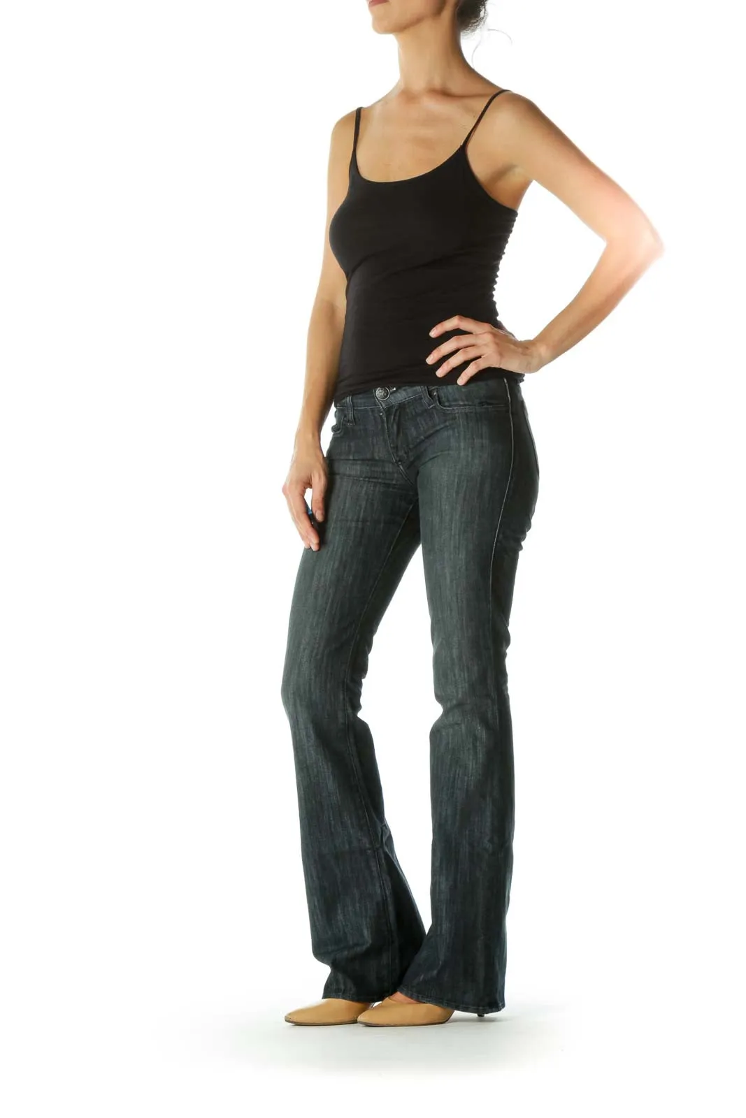 Blue Dark-Wash Flared Jeans