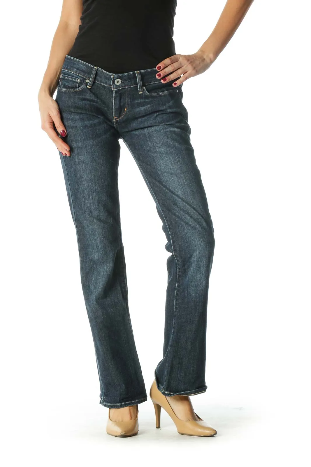 Blue Dark Wash Flared Jeans