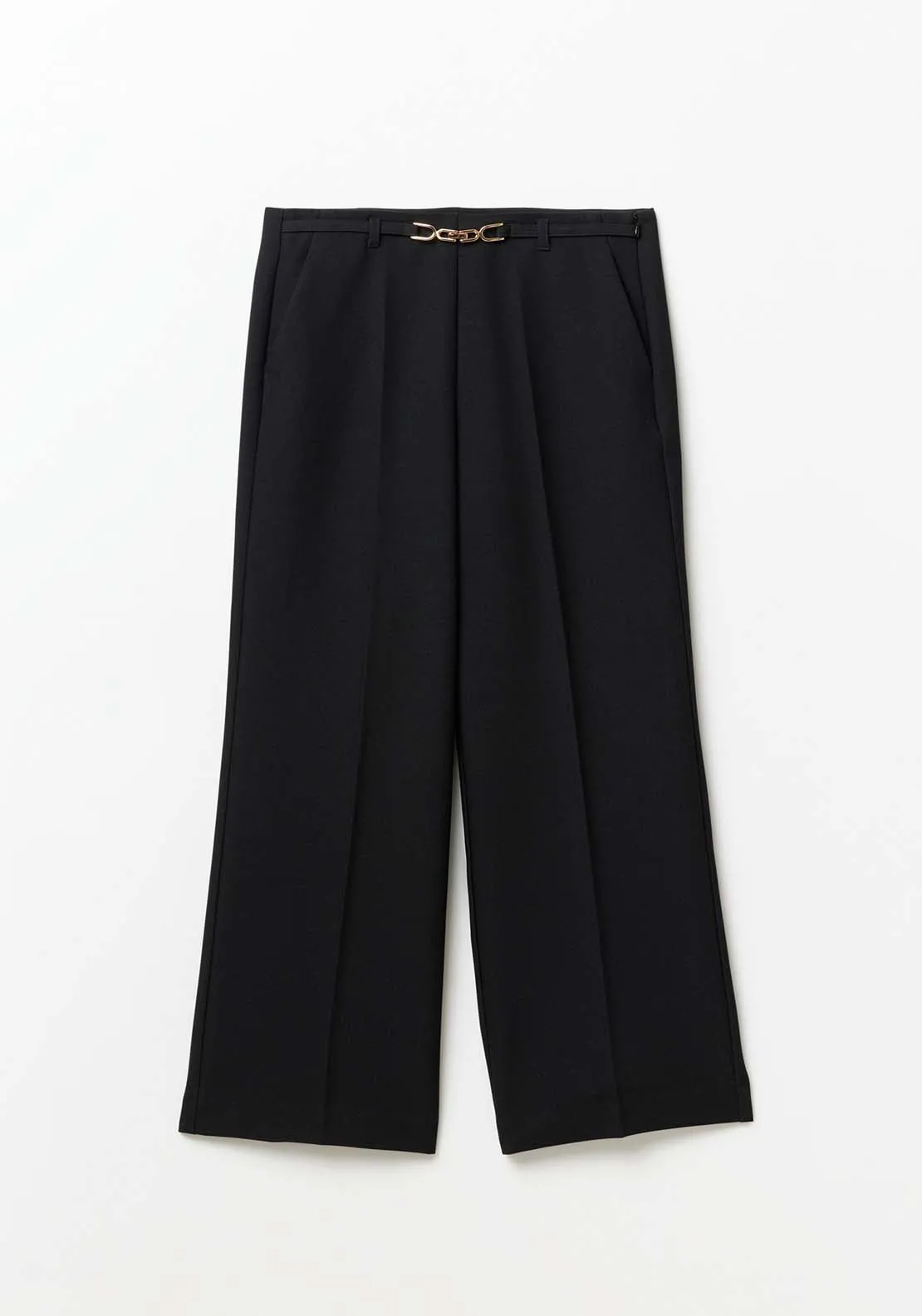 Buckle wide-leg trousers - Black