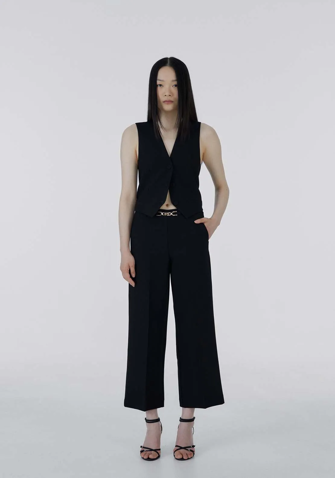 Buckle wide-leg trousers - Black