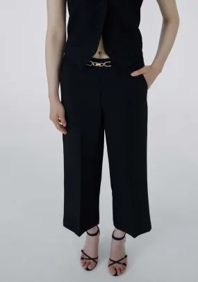 Buckle wide-leg trousers - Black