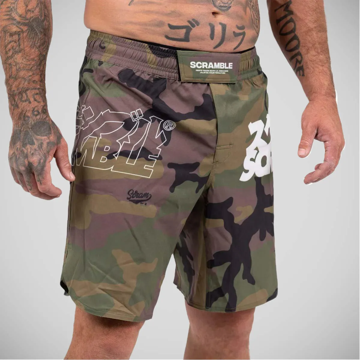 Camo Scramble BASE Woodland Grappling Shorts