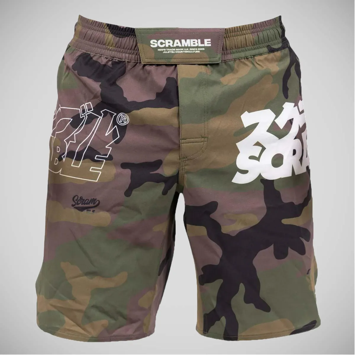 Camo Scramble BASE Woodland Grappling Shorts