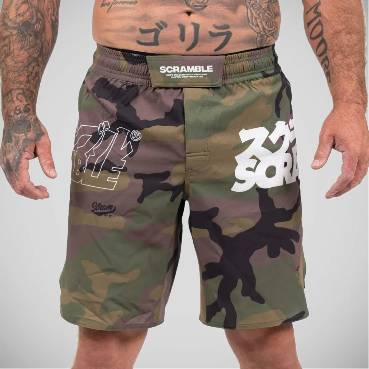 Camo Scramble BASE Woodland Grappling Shorts