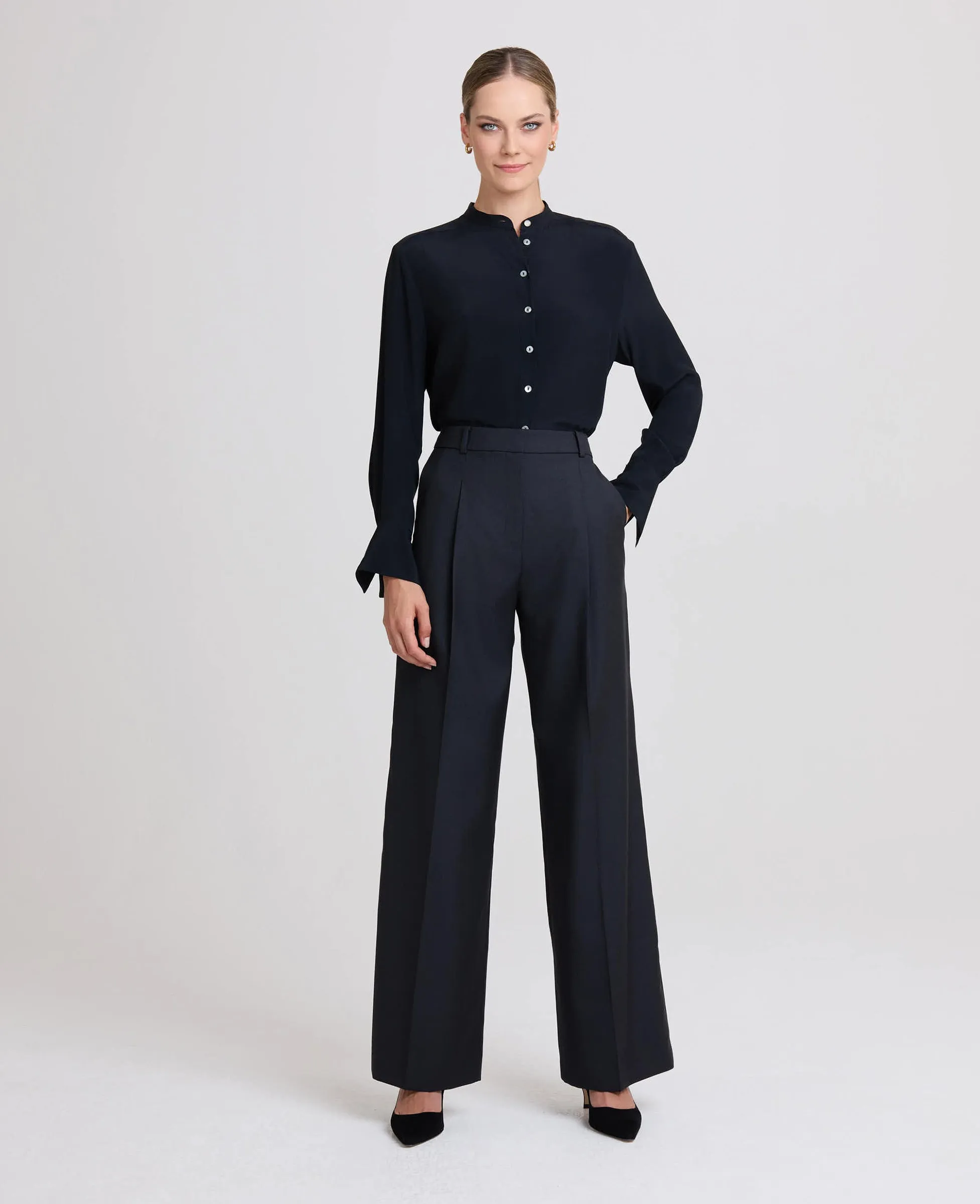 Cheston Wide Leg Wool Trousers