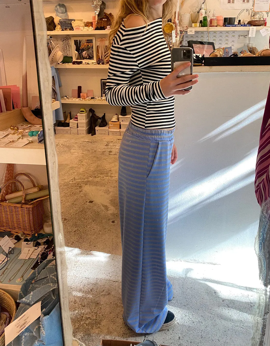 Comfy striped wide leg trousers