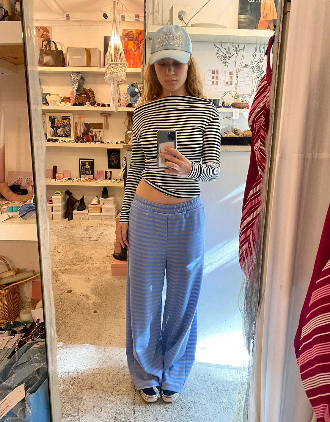 Comfy striped wide leg trousers