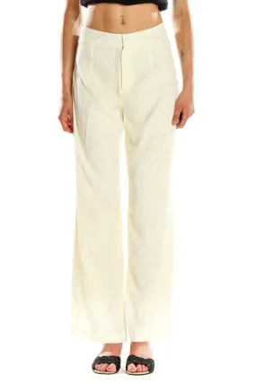 Cream Wide-Leg Linen Trousers