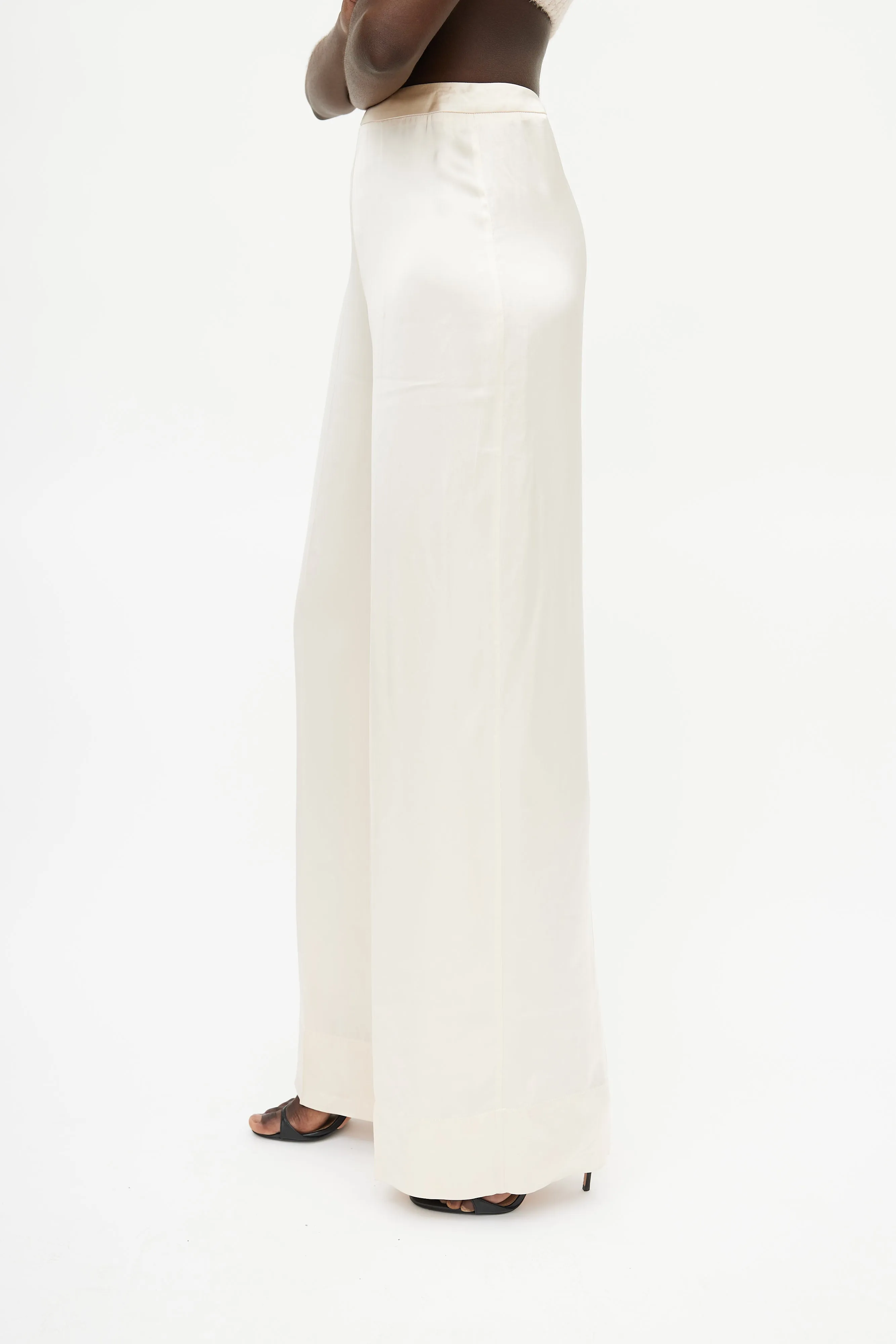 Cream Wide Leg Trouser