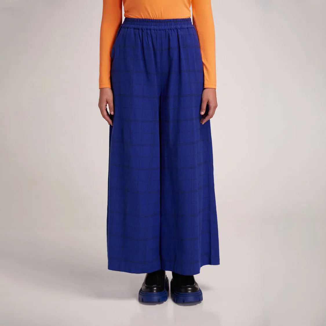 Dadu Blue Check Wide Leg Trousers