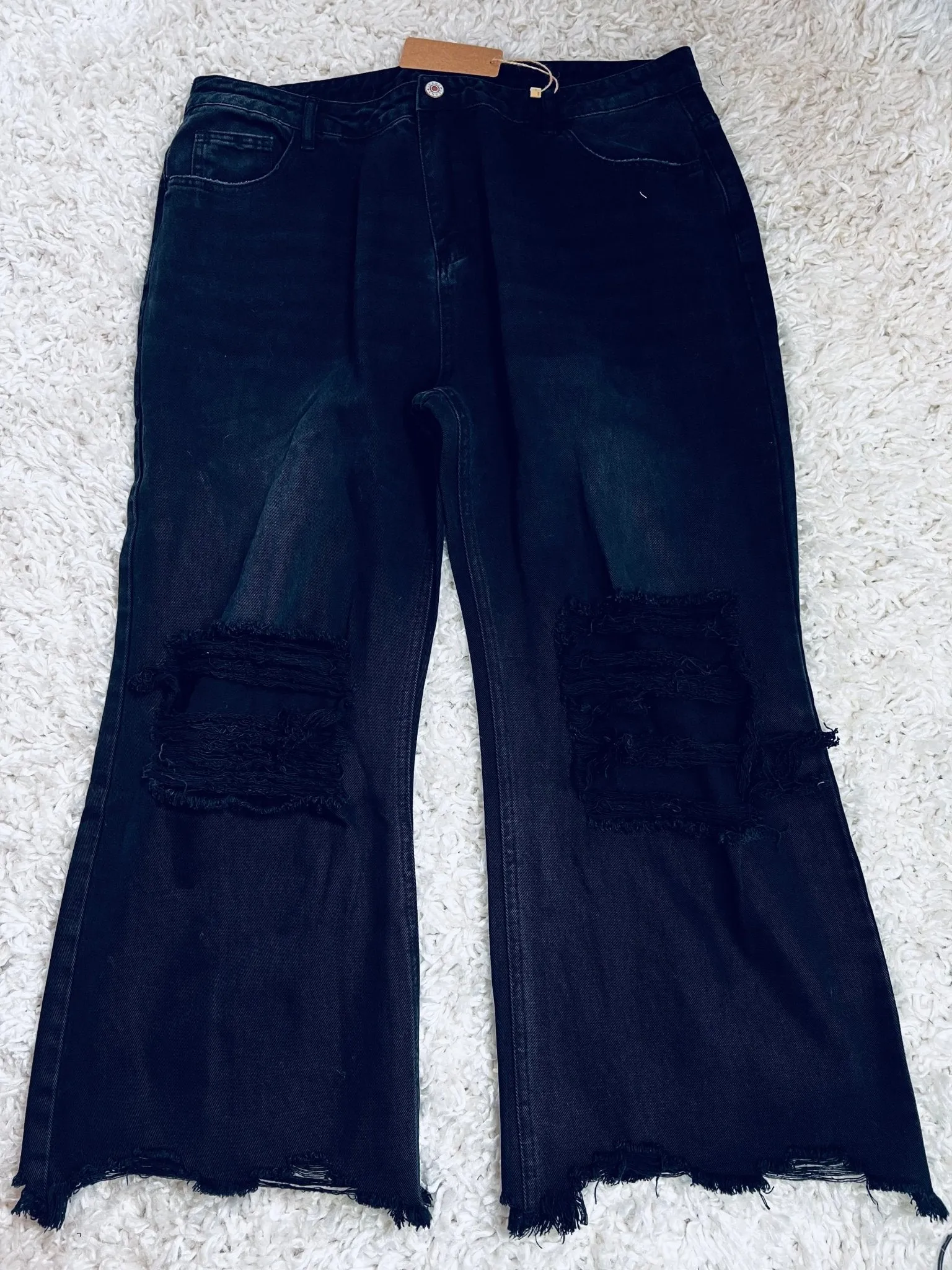 Distressed High Waist Flare Jeans