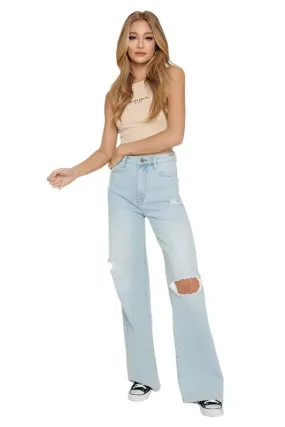 Distressed Wide Leg Jeans For Women