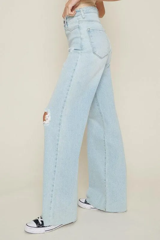 Distressed Wide Leg Jeans For Women