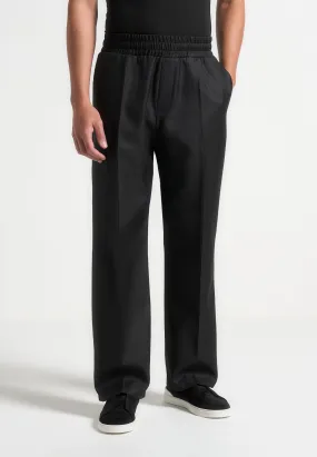 Elasticated Tailored Crease Trousers - Black