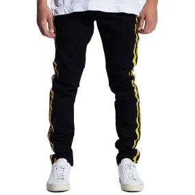 Embellish Bolt Standard Denim Jeans Black Yellow