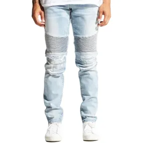 Embellish Erwin Biker Denim Jeans Light Blue