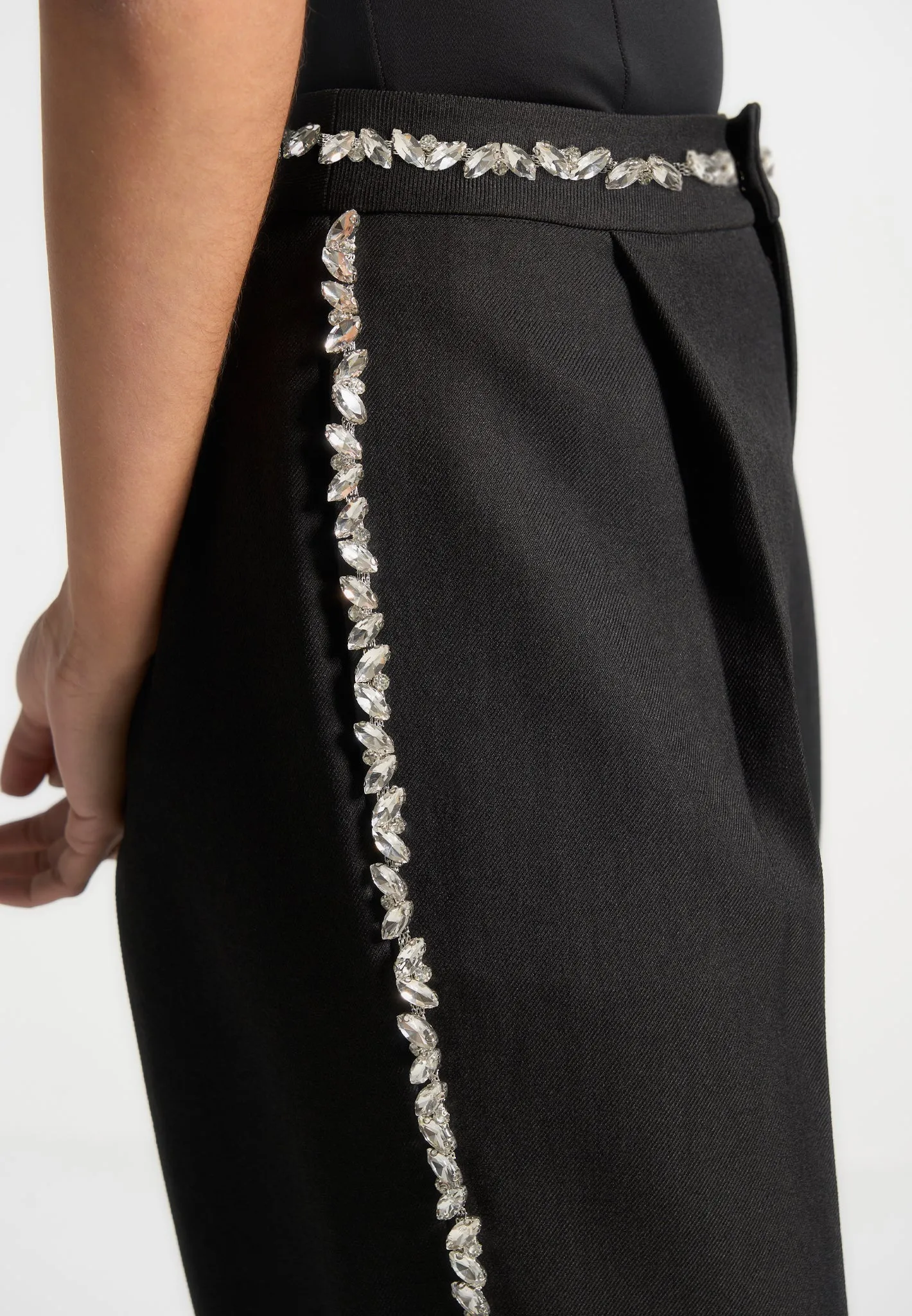 Embellished Tailored Trousers - Black