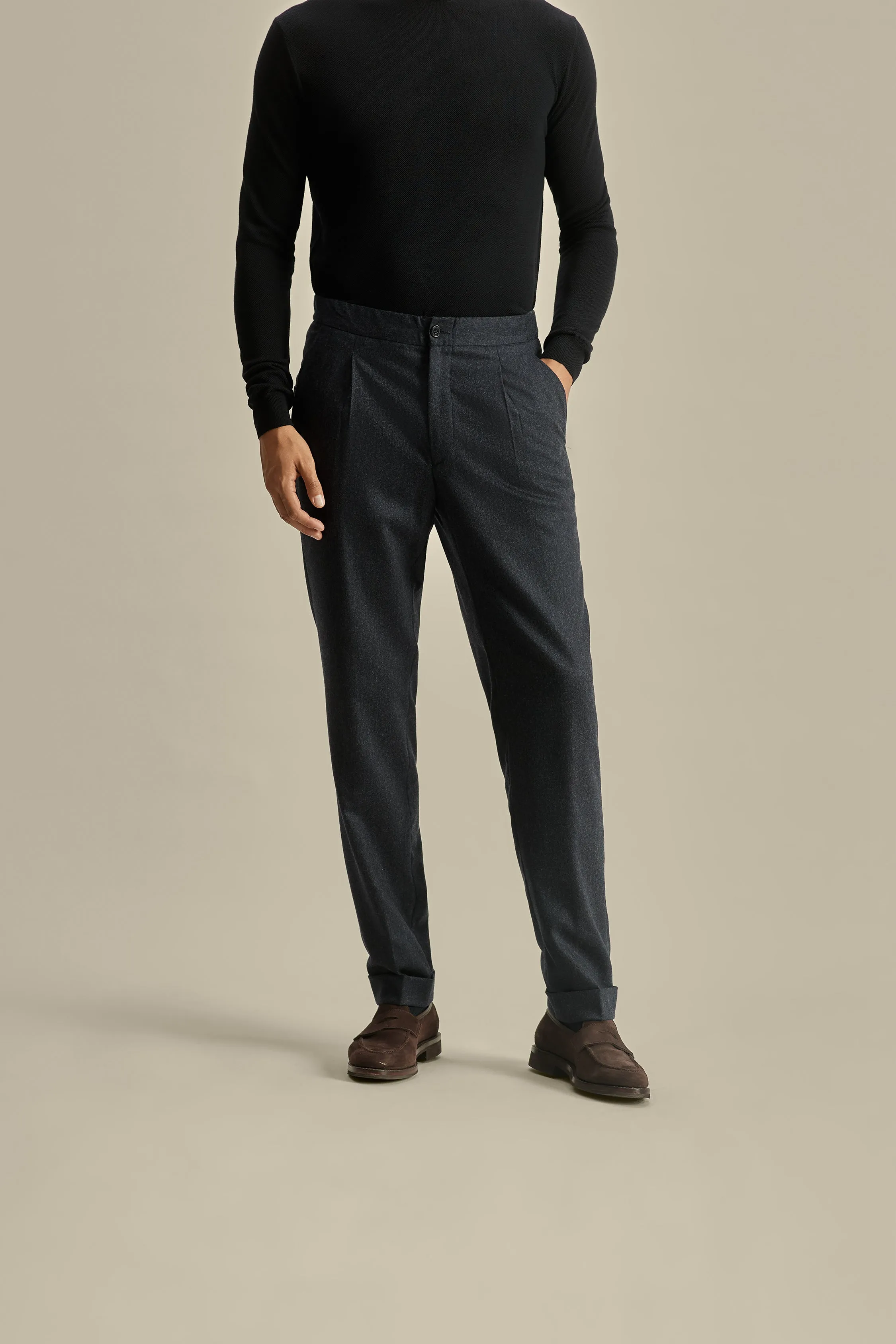 Flannel Relaxed Tailored Trousers