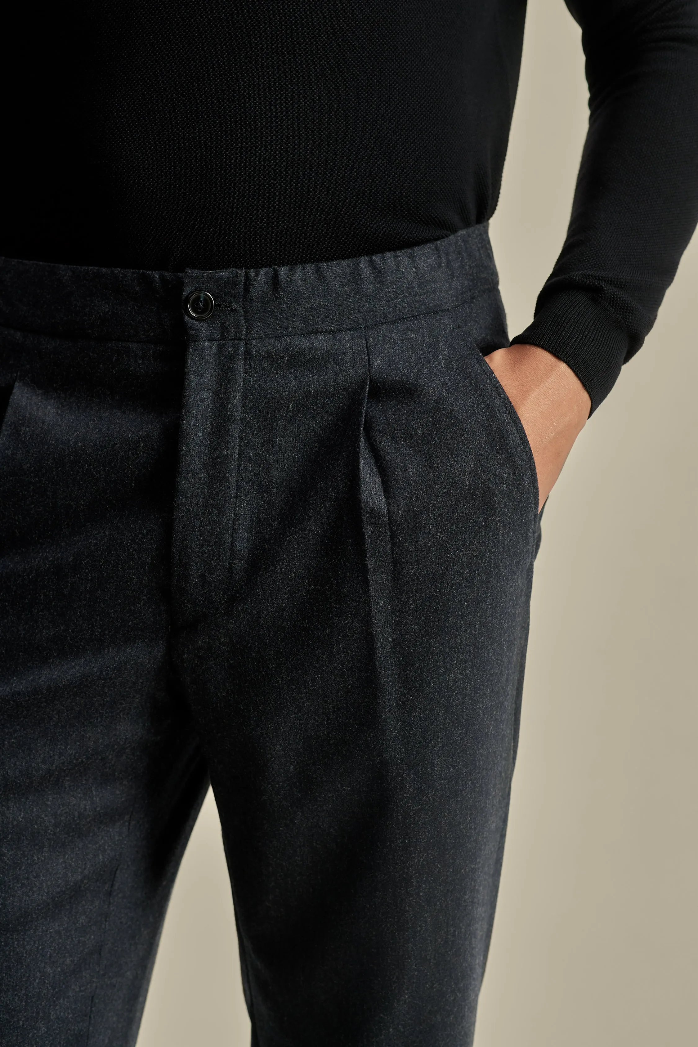 Flannel Relaxed Tailored Trousers