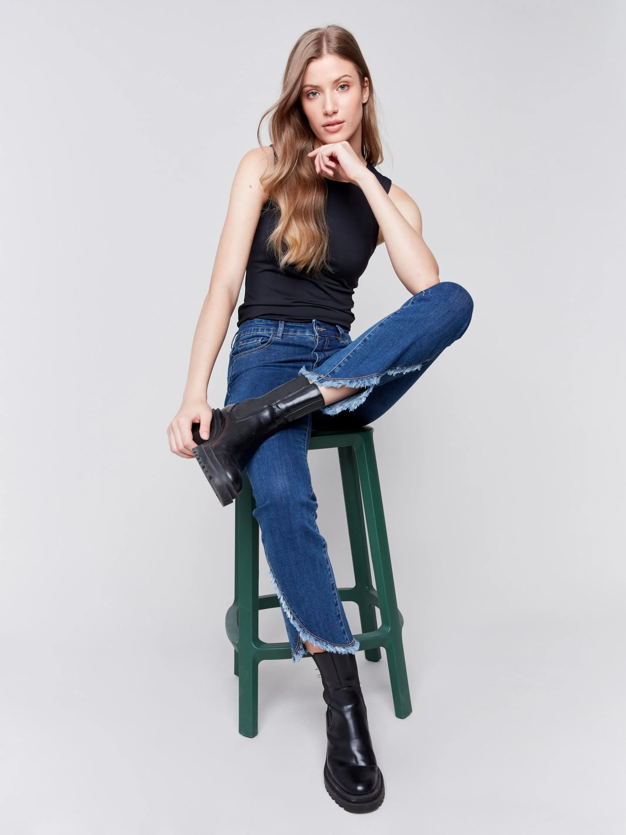 Front Tulip Hem Jeans - Indigo