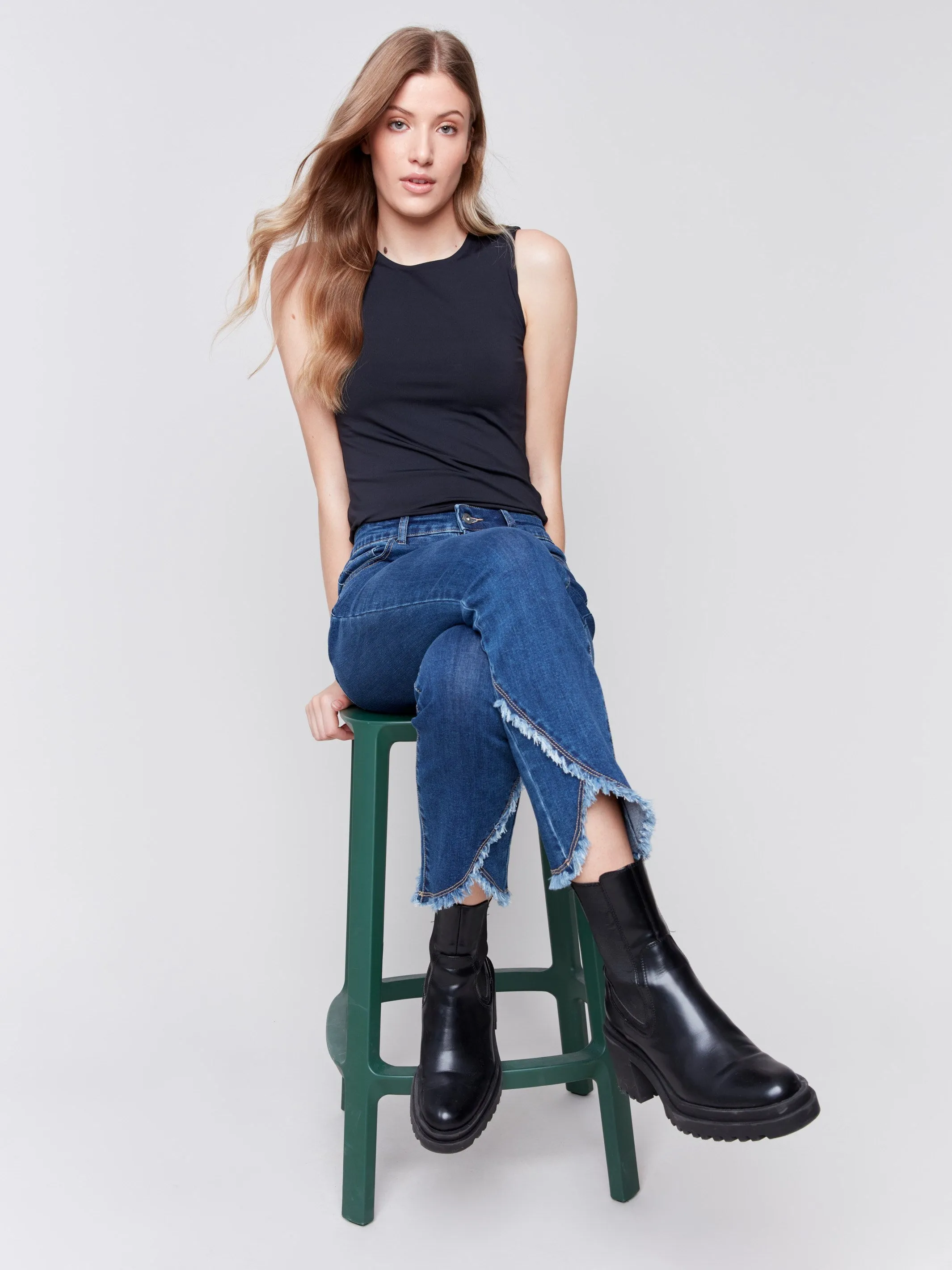 Front Tulip Hem Jeans - Indigo