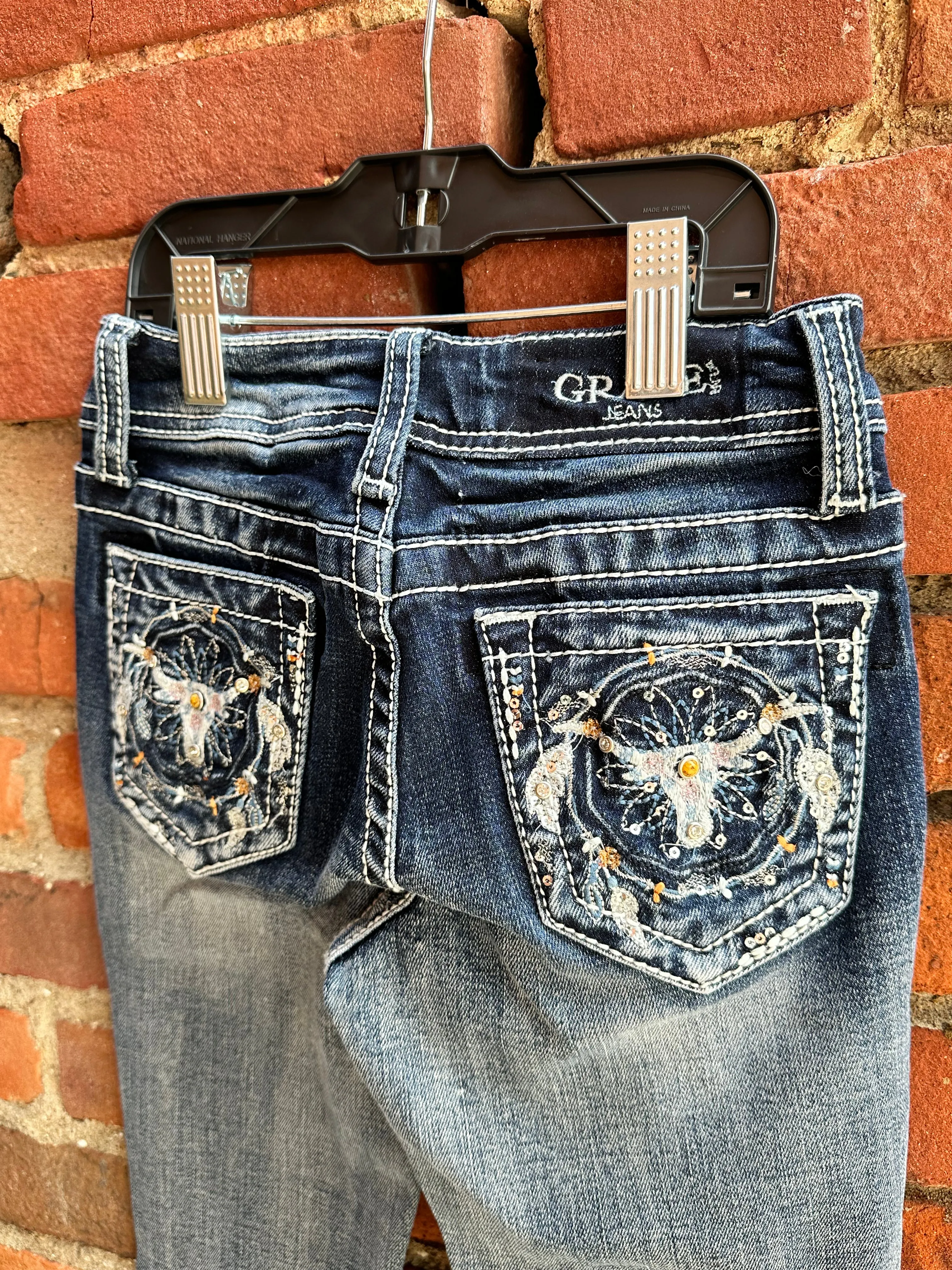 Grace In LA Girl's & Toddlers Steerhead Dream Catcher Bootcut Jeans TB51811 GB51811