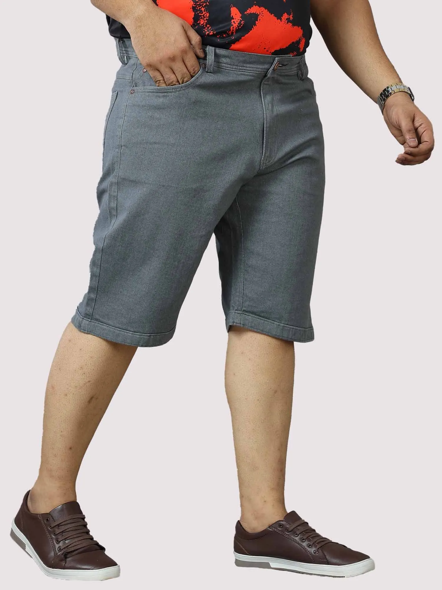 Gray Denim Shorts Men's Plus Size