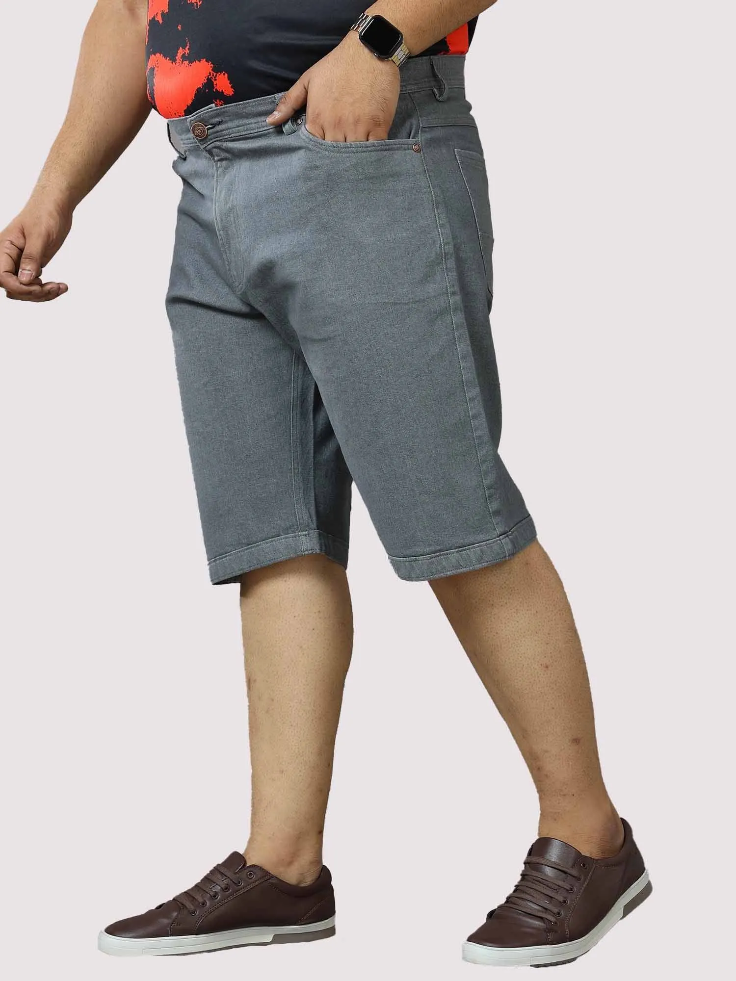 Gray Denim Shorts Men's Plus Size