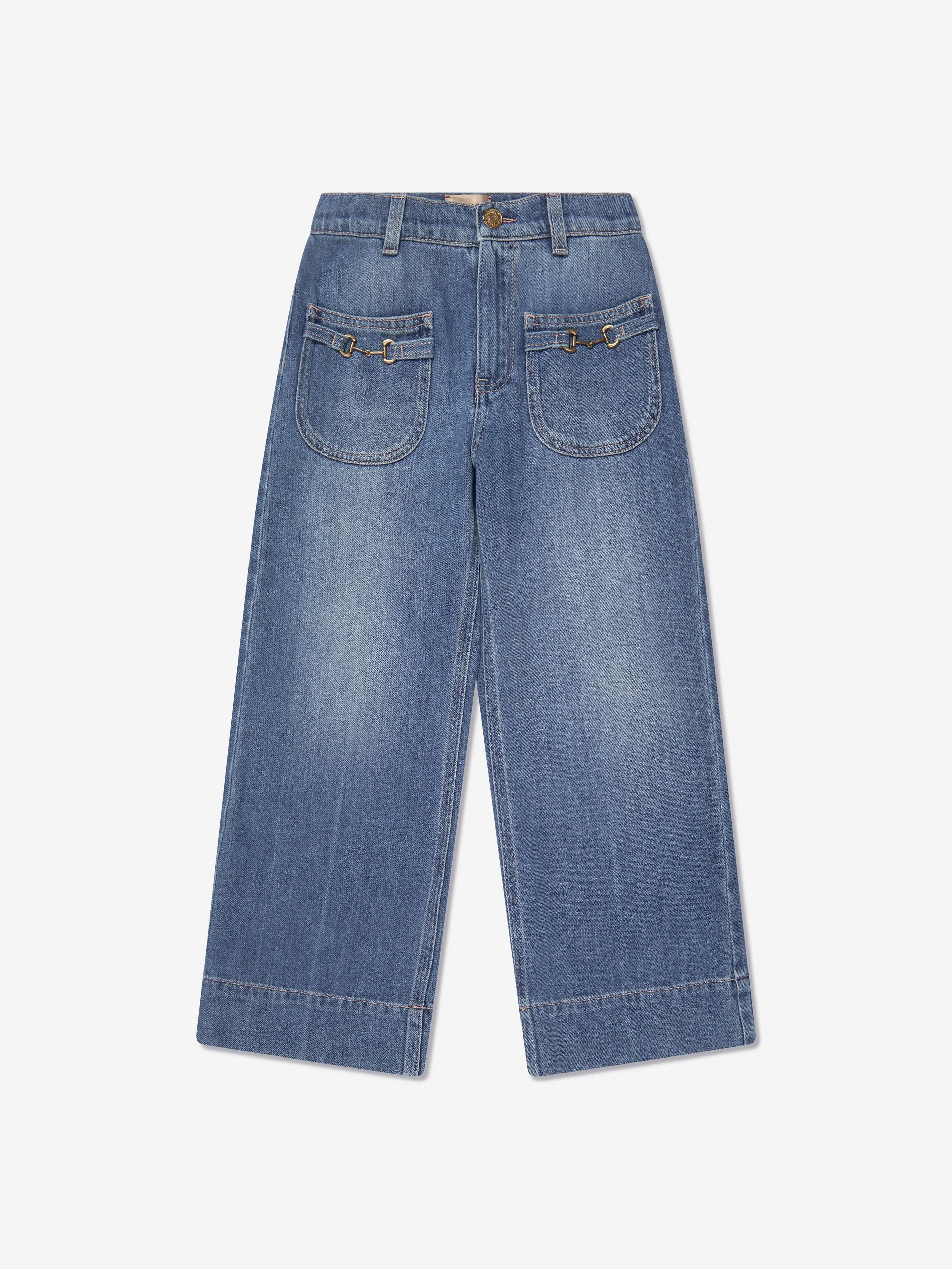 Gucci Girls Flared Denim Jeans in Blue