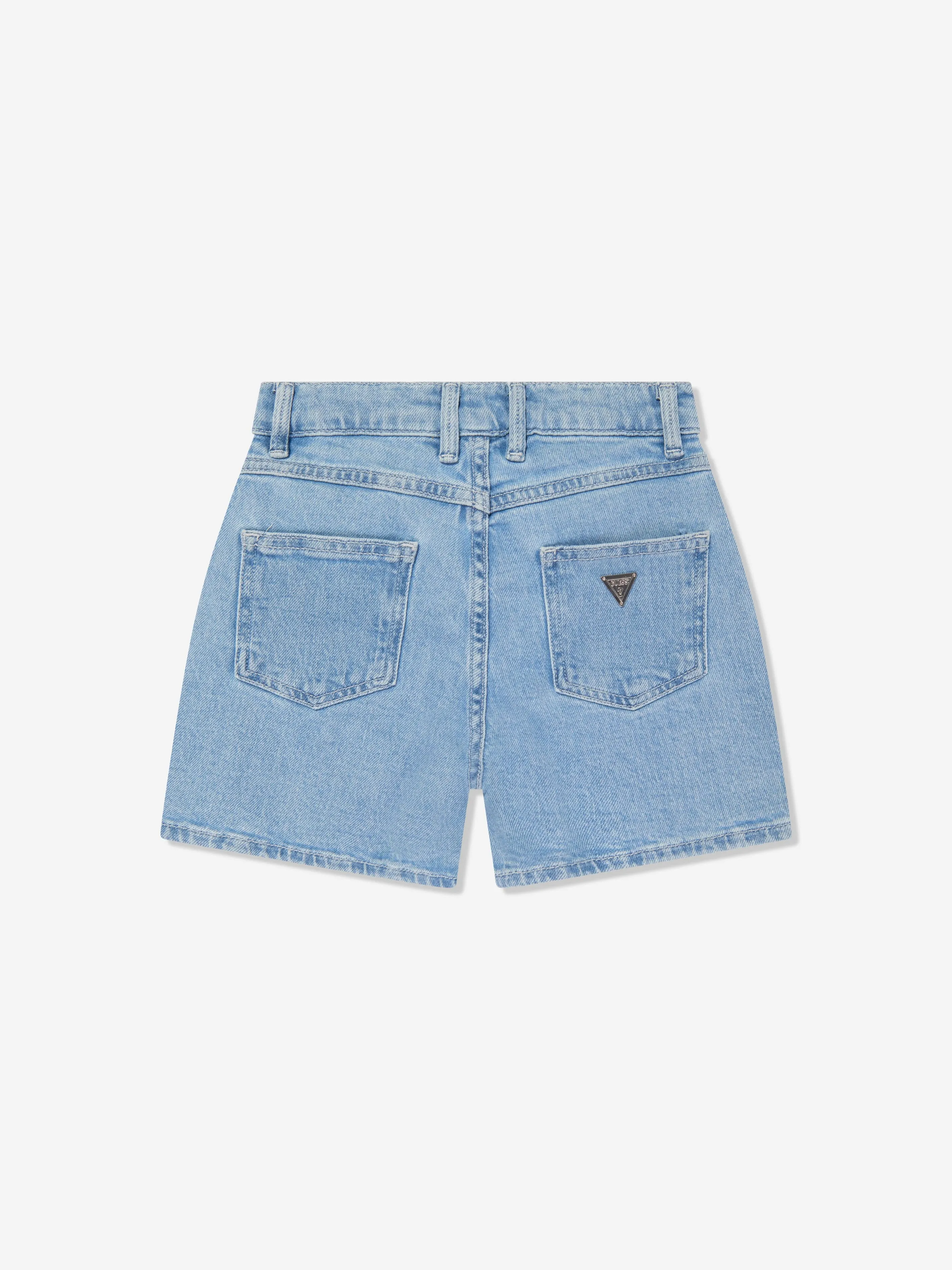 Guess Girls Beaded Denim Shorts in Blue