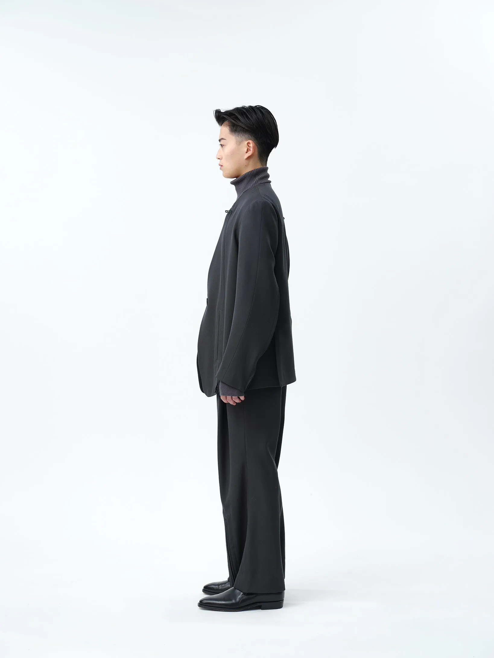 HEAVY WOOL GABARDINE FLARE EASY TROUSERS .12【SLATE GREY】