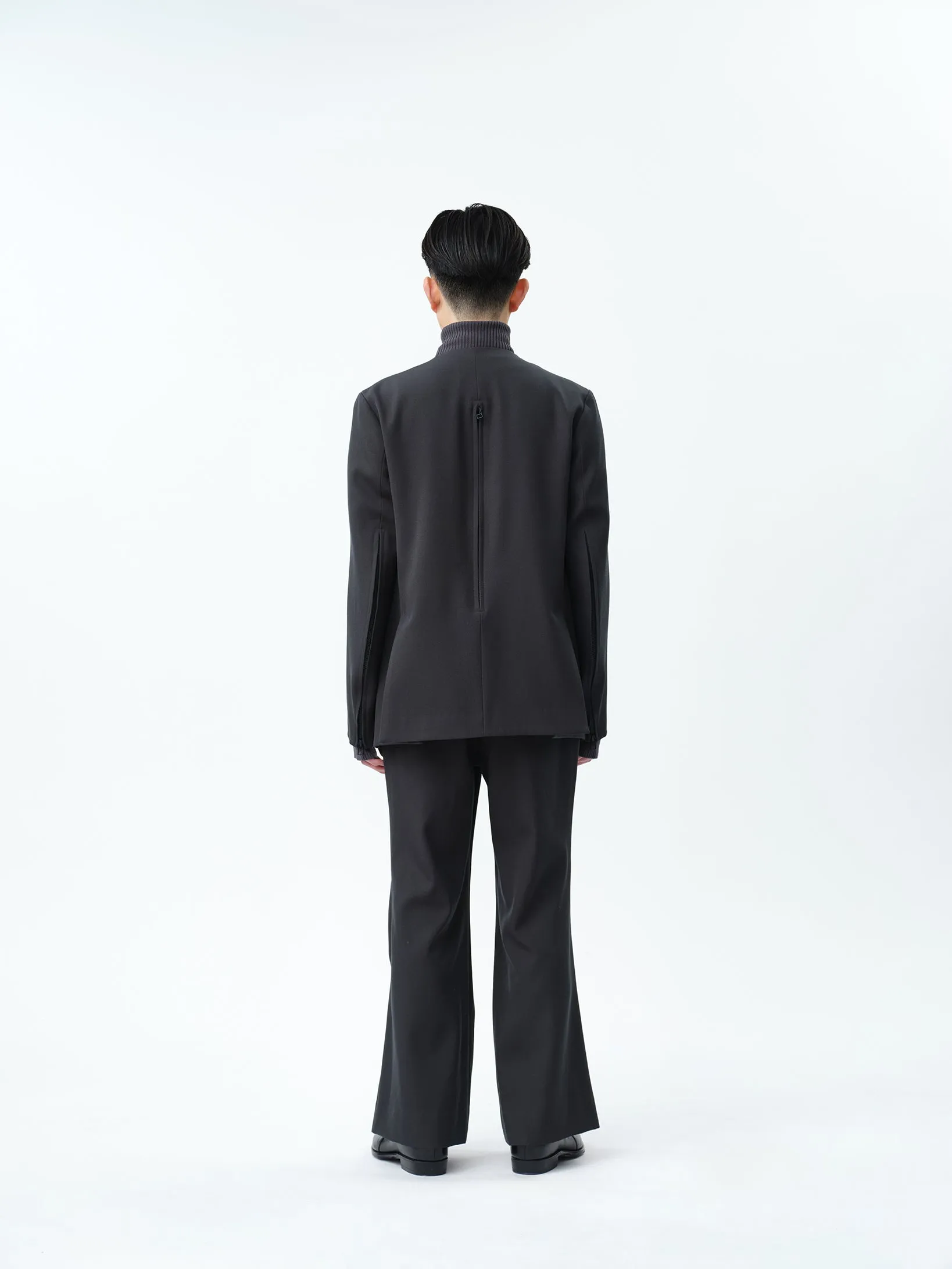 HEAVY WOOL GABARDINE FLARE EASY TROUSERS .12【SLATE GREY】