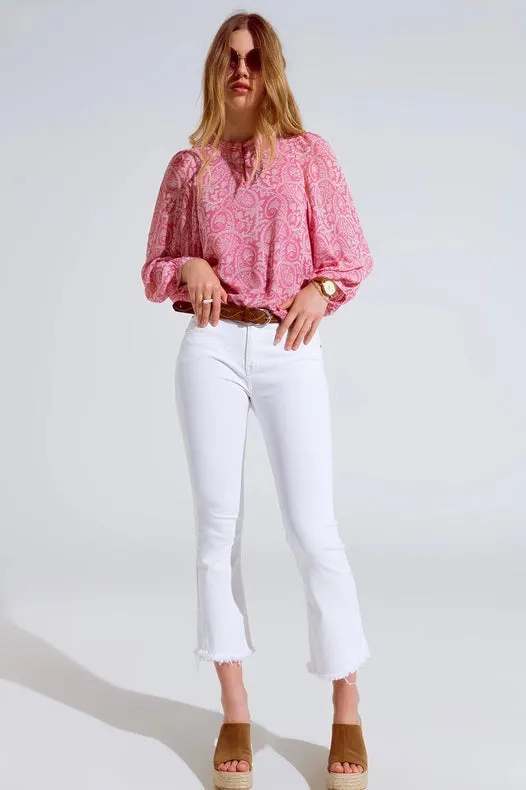 High Rise Basic Flared Jeans In White