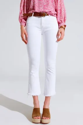 High Rise Basic Flared Jeans In White