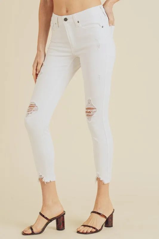 *HUDSON SKINNY DISTRESSED JEANS WHITE