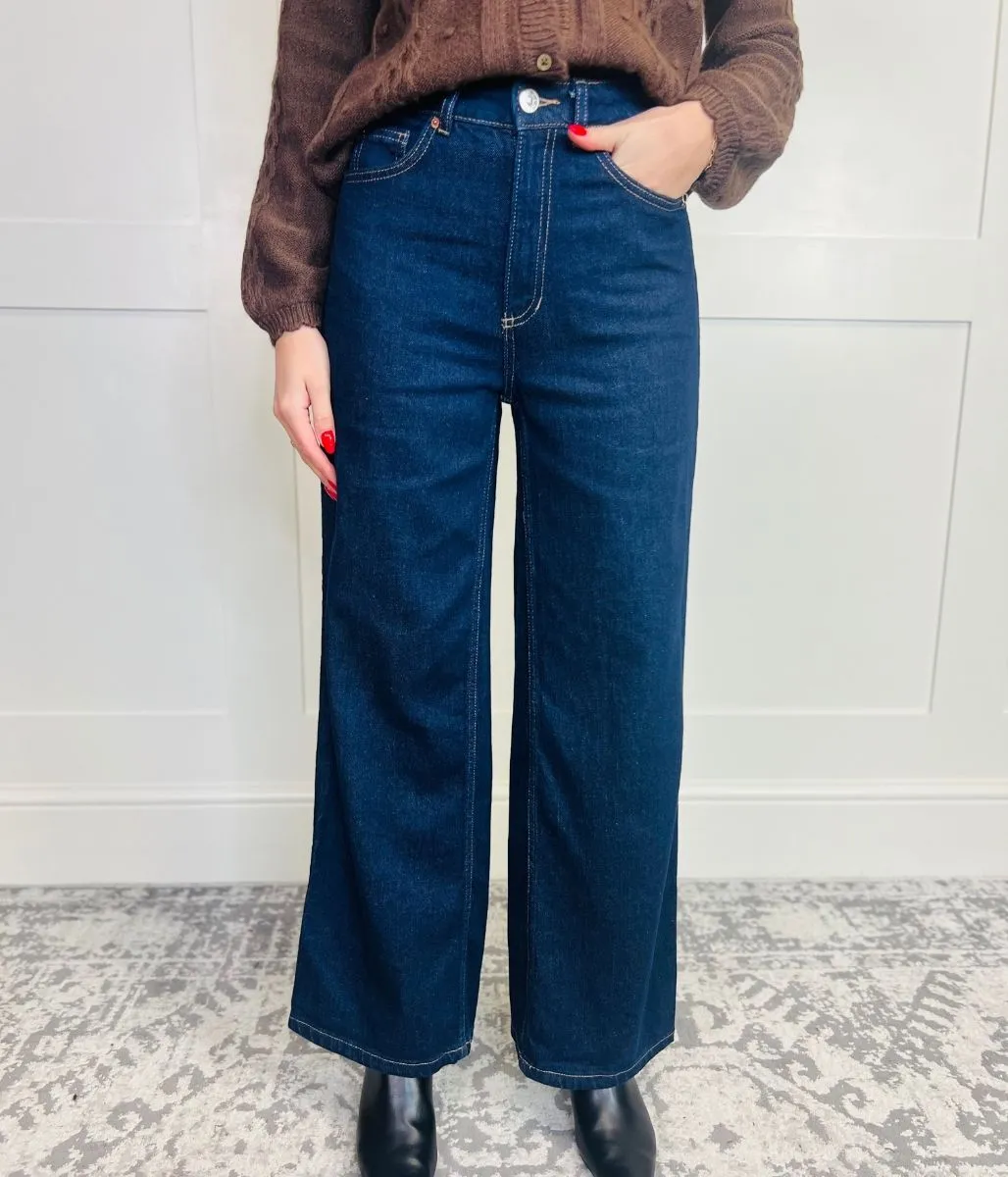 Indigo Denim Wide Leg Jeans