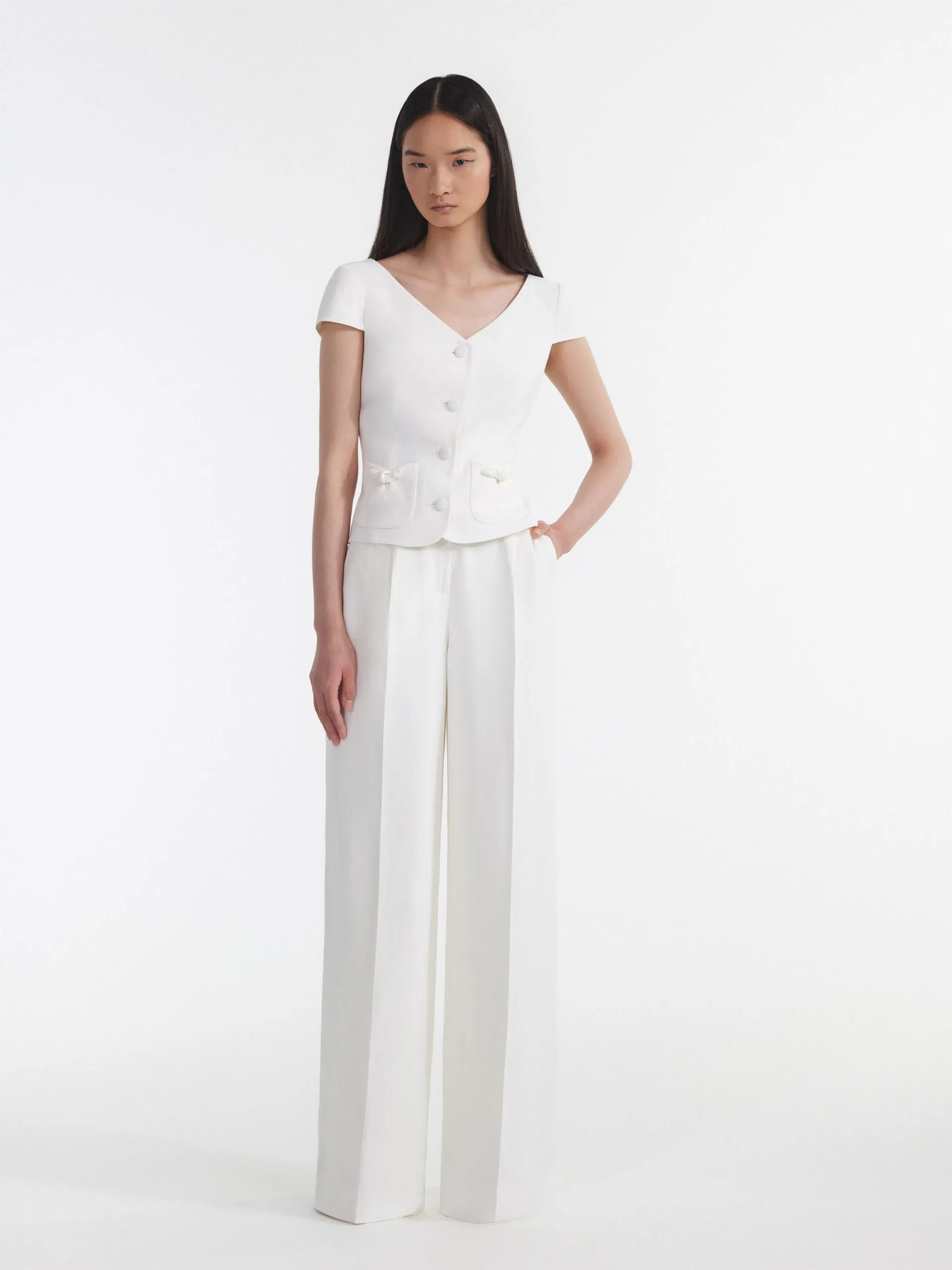 Ivory wide tailored trousers