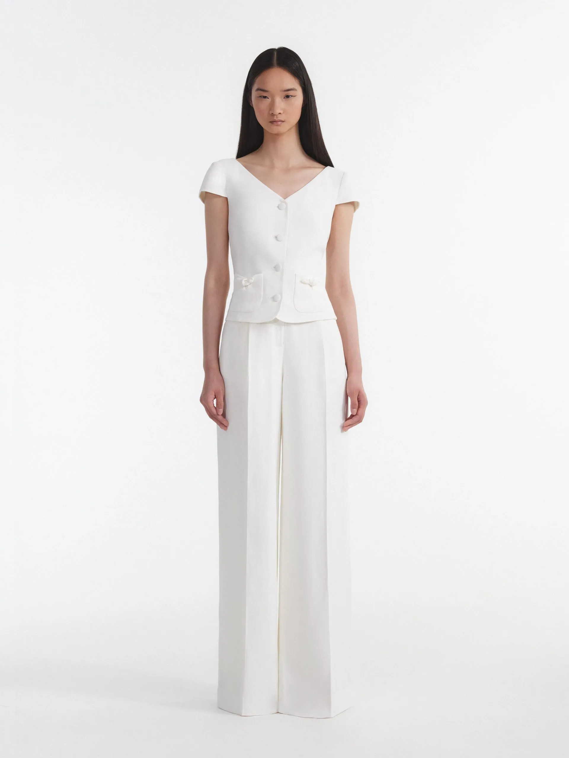 Ivory wide tailored trousers