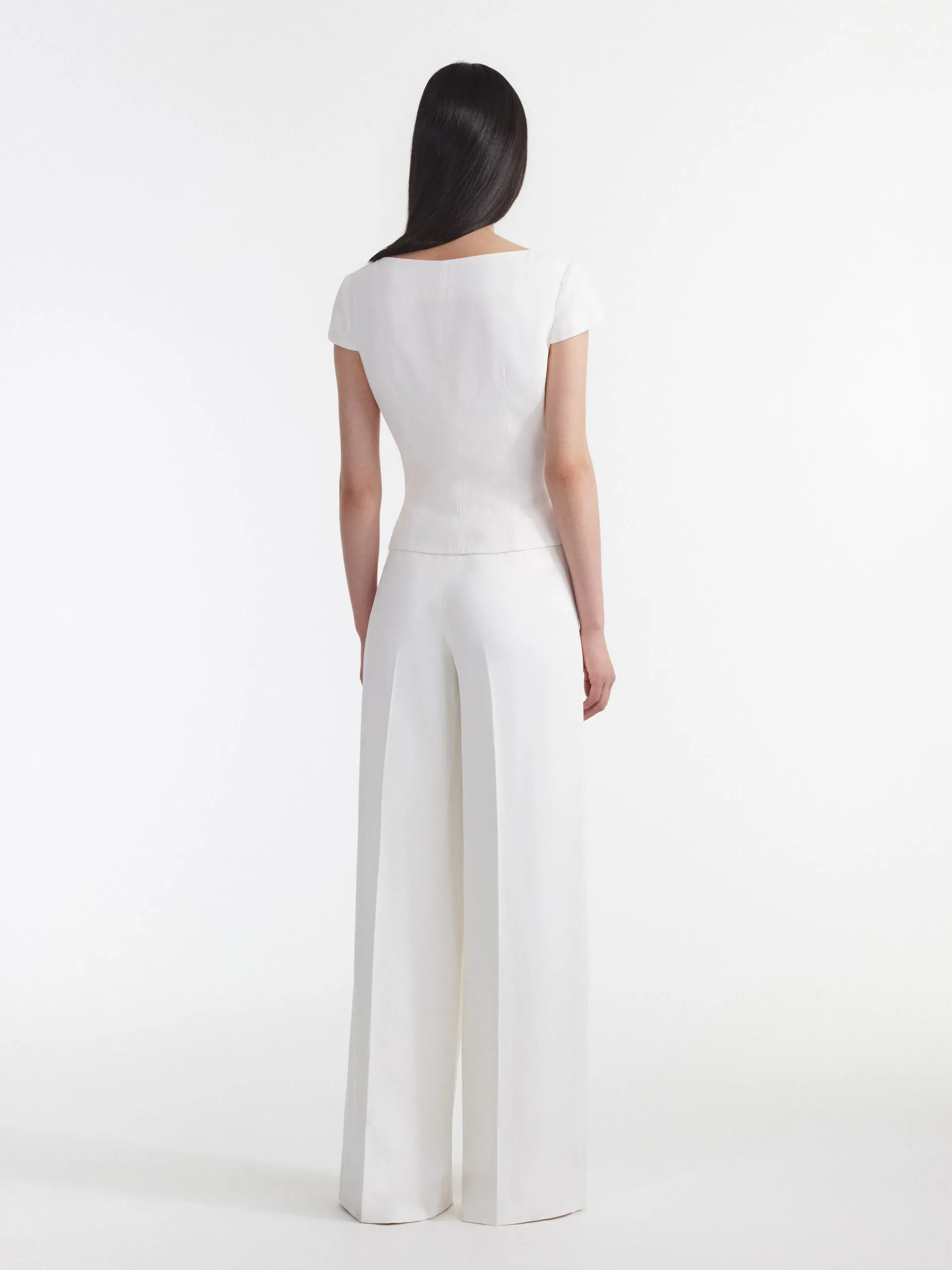 Ivory wide tailored trousers