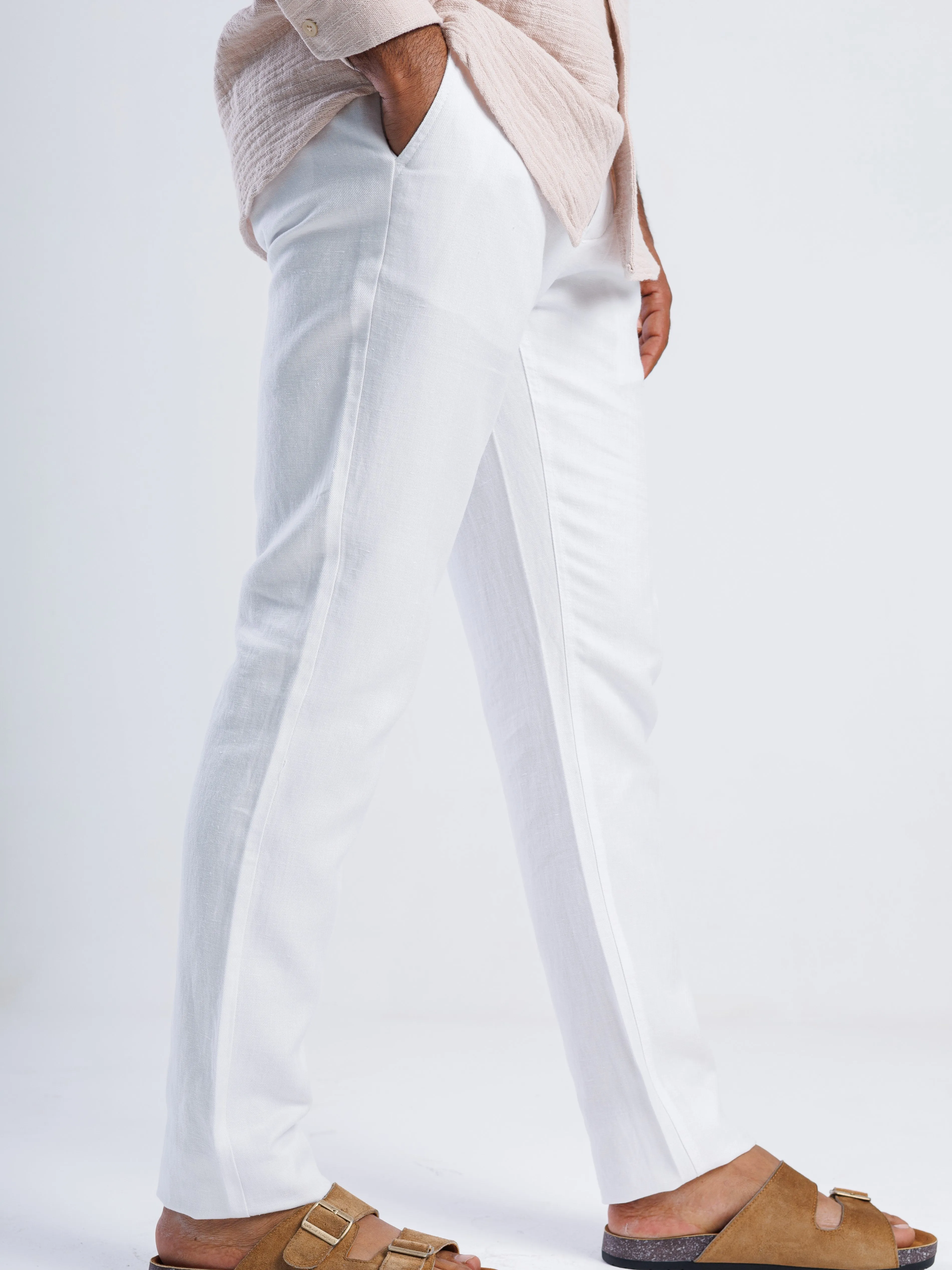 Linen Blend Tailored Trousers