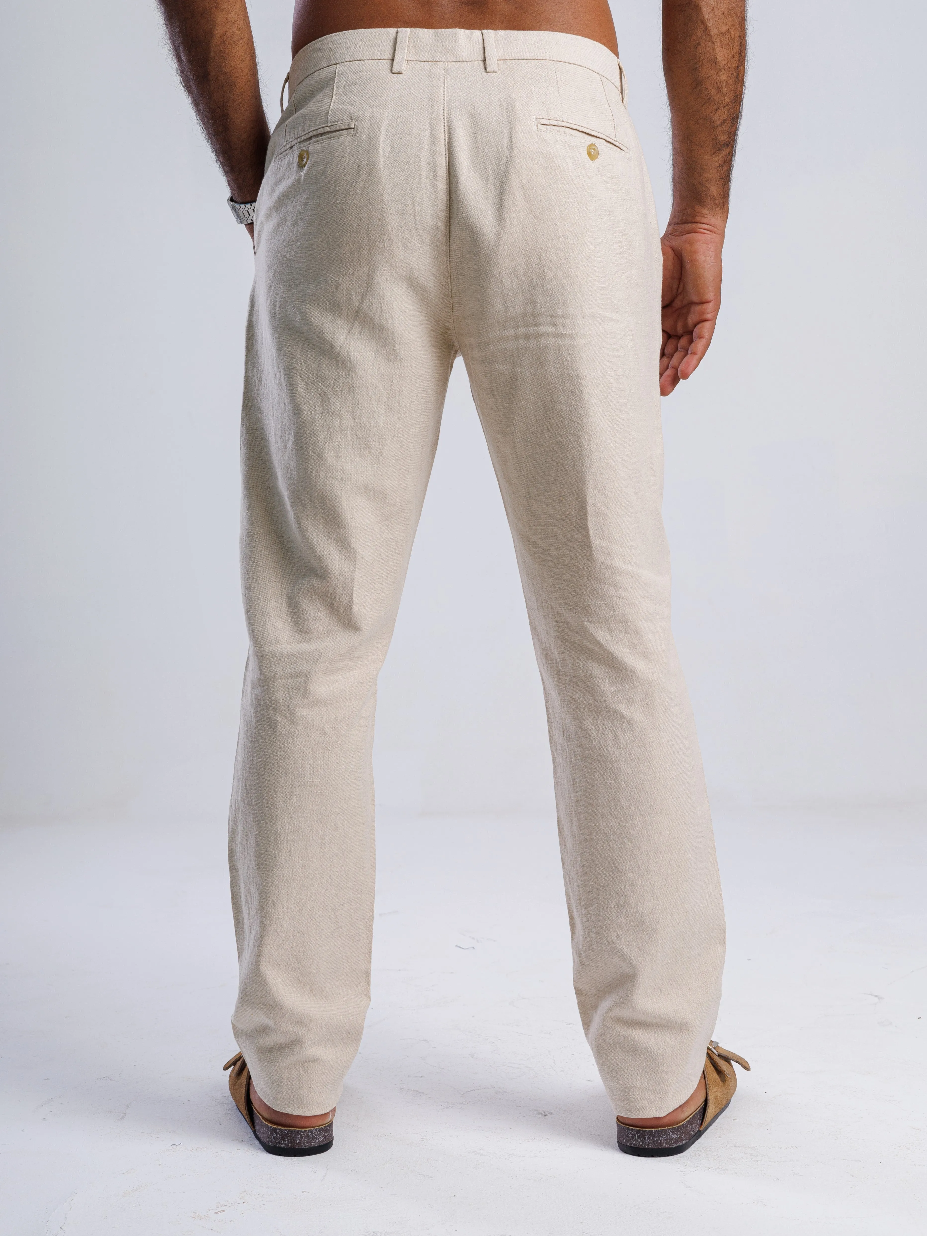 Linen Blend Tailored Trousers